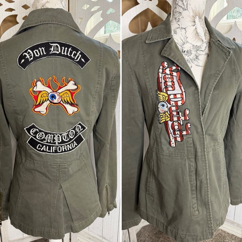 Vintage Y2K Authentic Customized Von Dutch Women’s Patchwork Blazer Size Medium